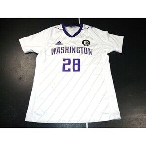 UW Washington Huskies NCAA Adidas Game Worn Soccer Jersey White Men's Medium #28